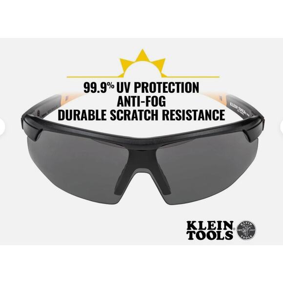 Klein Tools Safety Glasses Gray Lens Anti Fog Uv Protection Lightweight - Picture 6 of 6